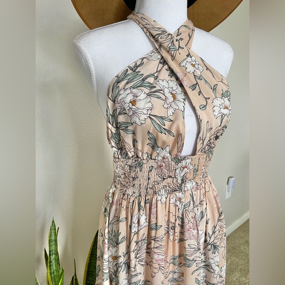 NWT - Vacation Summer Floral Halter Neck Dress - Picture 5 of 11